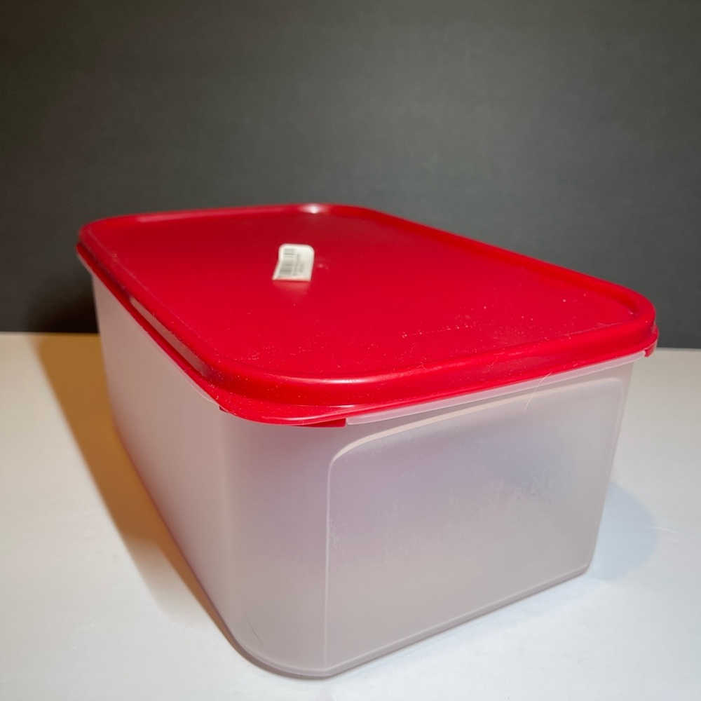 Tupperware container with red lid